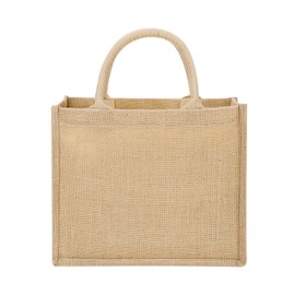Jute Tote Bags Reusable Burlap Grocery Shopping Bags with Strong Cotton Handles Laminated Interior Hessian Bags for Women Bridesmaid Gift Bag for Wedding Favors Diy Art Crafts Embroidery