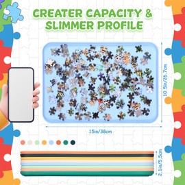 LOYIM 8 Pcs 15'' x 10.5'' Extra Large Puzzle Sorting Trays Stackable Puzzle Trays for Sorting Puzzle Piece Sorter Trays Jigsaw Puzzle Accessory for Sorting 2000/3000/5000/6000 Puzzle Pieces