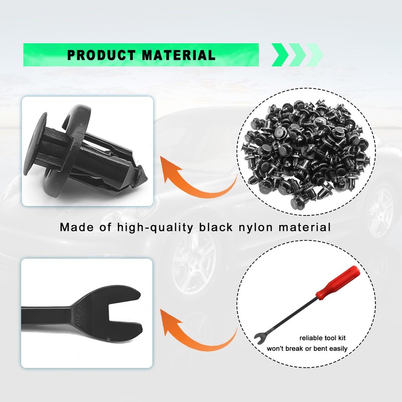 100PCS 10mm Nylon Front Bumper Push-Type Retainer Clips Remover for