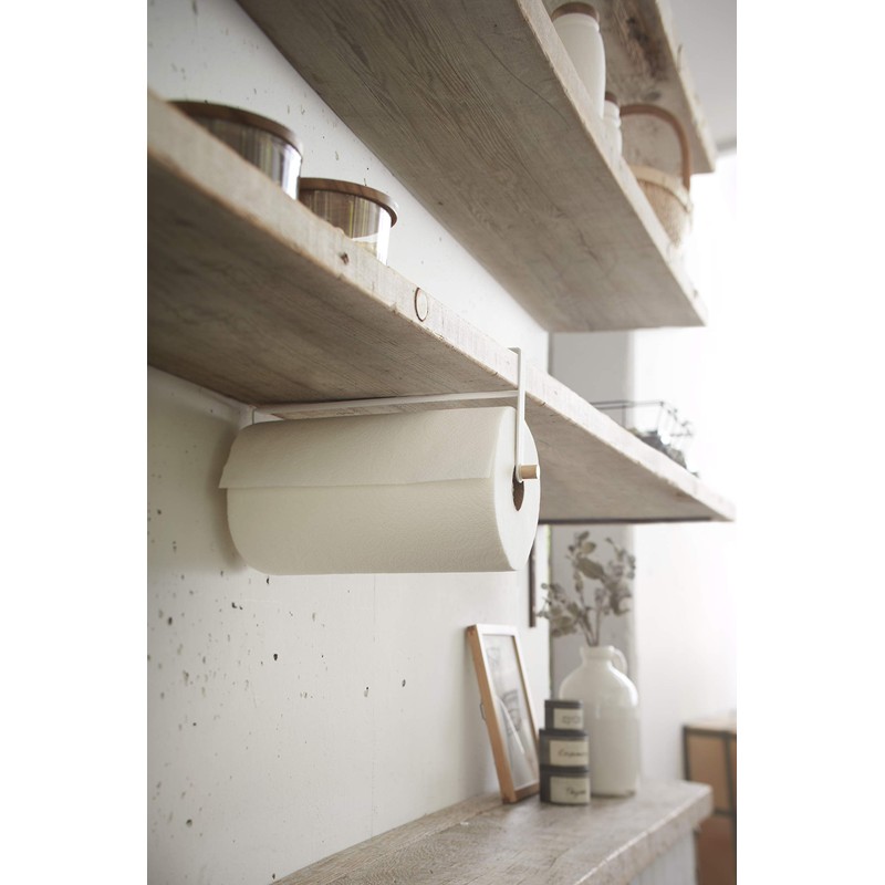 Yamazaki Zaki Paper Towel Roll Holder, Steel, White
