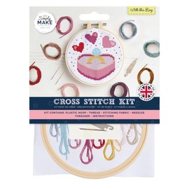 Simply Make Cross Stitch Kit, with This Ring, Multicoloured, Single Craft Kit, Cross Stitch Kits for Adults, Sewing Kit and Embroidery Kit for Home Crafts, Embroidery Threads Included