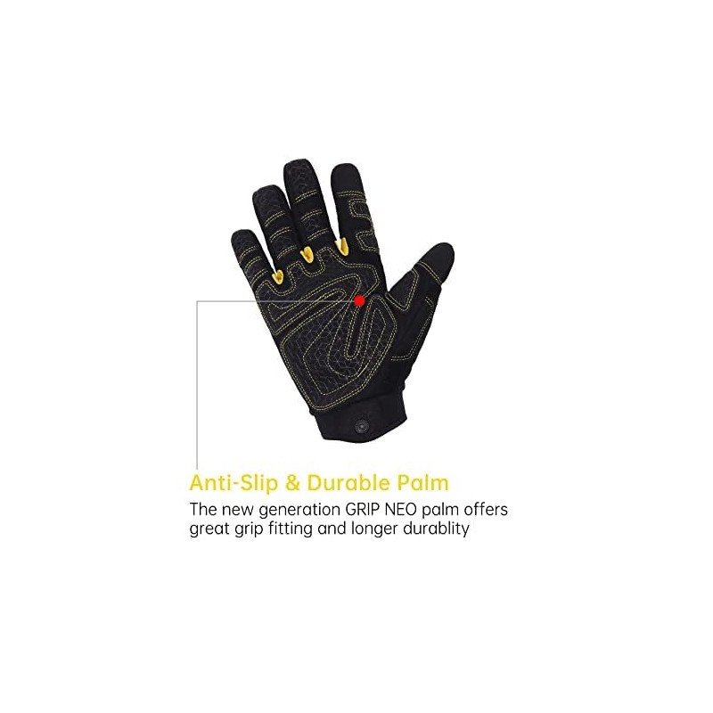 AIGEVTURE Mens Work Gloves with Grip Touchscreen Mechanic Gloves for