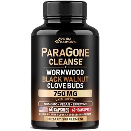 Wormwood, Black Walnut, Clove & Astragalus - ParaGone for Cleanse, Detox, Intestinal & Gut Flora Support - 12 in 1 Complex for Men & Women - NON-GMO, Vegan - Lab Tested - 60 Capsules for 2 Months