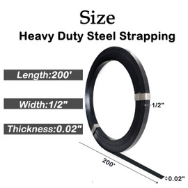 Steel Strapping Coil 1/2" x .020" x 200' Heavy Duty,Metal Strapping Banding Roll,1200 lbs Break Strength,Mini Portable Strong Banding with Superior Cut-Resistance,Heavy Pallet Strapping