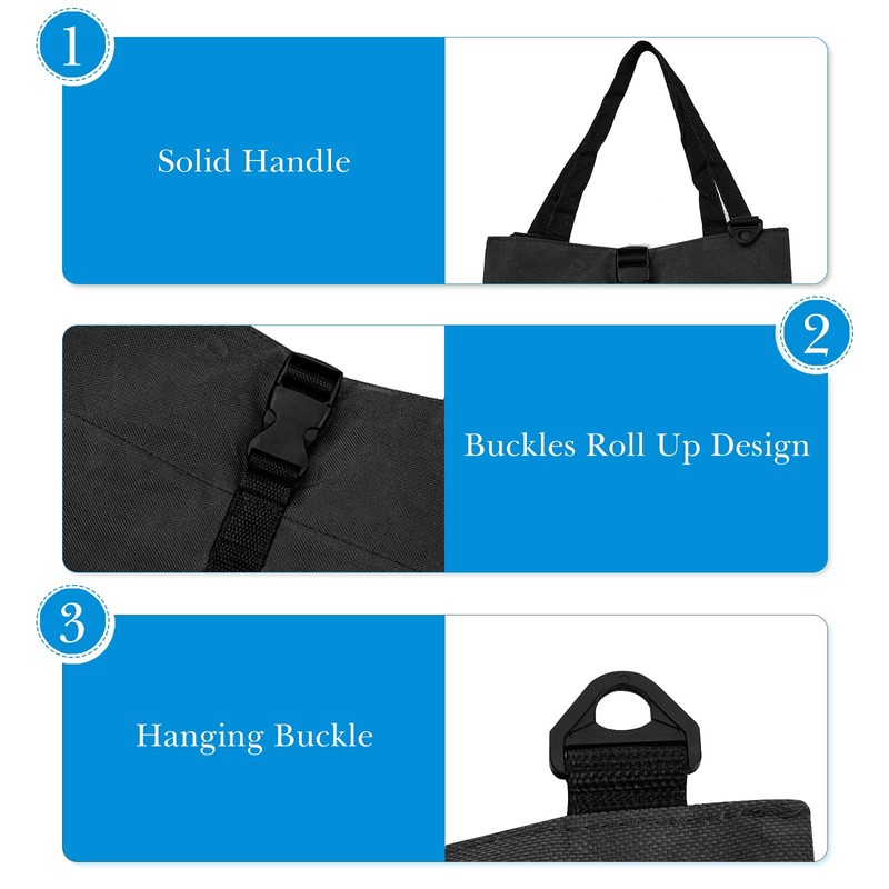 Adorila Multi-Purpose Tool Roll Bag, Black, Hanging Zipper Rolling Tool