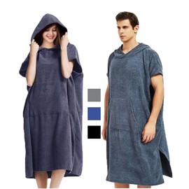 ACURACE Changing Clothes Poncho Towel Thick One-Touch Surfing Poncho Sauna Poncho Beach Pool Ocean Car Bath Towel Throw (Dark Gray)