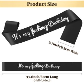 Birthday Sash Black Glitter Birthday Sash with White Foil Funny Birthdays Accessory for Women Men Girls Decorations Party Favors Supplies for Sweet 16 18th 21st 30th 40th 50th 60th 80th