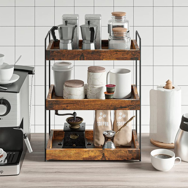 SANRETAHO Bathroom Counter Organizer, 3-Tier Wood Spice Rack Organizer for