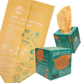 Moonygreen Compostable Trash Bags, 2.6 Gallon, 9.84 Liter, 200 Count, Extra Thick 0.87 Mils, Food Scrap Small Kitchen Waste Bags, US BPI ASTM D6400 and Europe OK Compost Home Certified