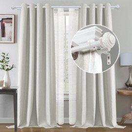 H.VERSAILTEX Double Curtain Rods for Windows 16.2 to 43.8 Inches 3/4 inch Diameter Adjustable Decorative Telescoping Double Curtain Rod with Brackets Heavy Duty Splicing Double Curtain Rods, White