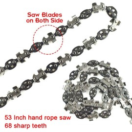 53 Inch Hand Rope Chain Saw High Reach Tree Limb Chain Saw with 68 Teeth Sharp Manual Pocket Rope Chainsaw Tree Cutting Tool for Gardening Camping Survival Gear