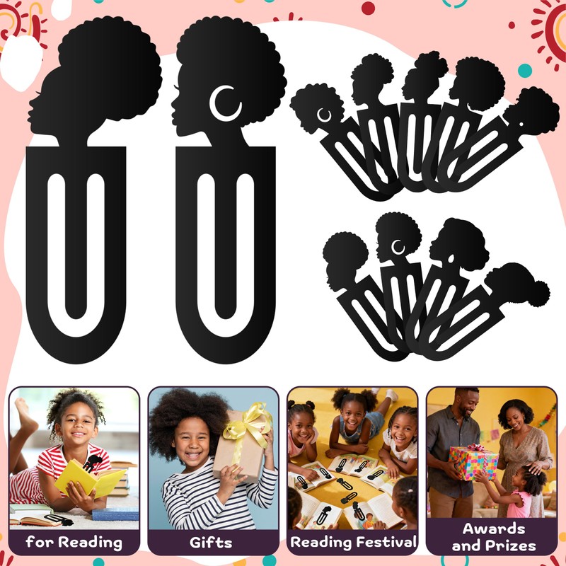 Laffact Black Girls Read Acrylic Bookmarks, 18Pcs Plastic Marker for