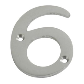 Satin Chrome Door Numbers Screw On 3 Inch Number 6 Door Number Elegant and Bold Door Numerals Suitable for All Door Types Including Wooden uPVC and Composite.