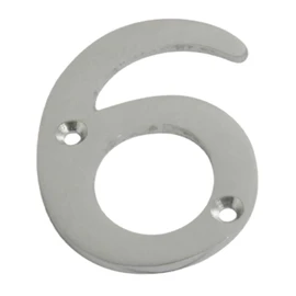 Satin Chrome Door Numbers Screw On 3 Inch Number 6 Door Number Elegant and Bold Door Numerals Suitable for All Door Types Including Wooden uPVC and Composite.