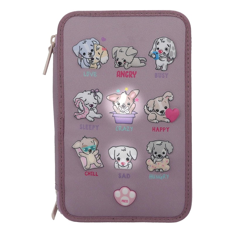 Depesche 12843 TOPModel - Filled 3-Compartment Pencil Case in Purple,