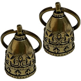 S-NET Biker Amulet Guardian Bell Brass Charm Traffic Safety Ring Keychain Motorcycle Gold SN-331-GB Double A