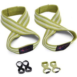 Figure 8 Lifting Straps for Deadlift,Weightlifting,Strongman,& Cross   Weightlifting Wrist Wraps - Color: Green, Size: Small