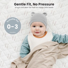 Konssy 6-Pack Baby Newborn Hats with Bear Ears Baby Beanie Hats - Soft Caps for Infant Boys & Girls, 0-3 Months Pink