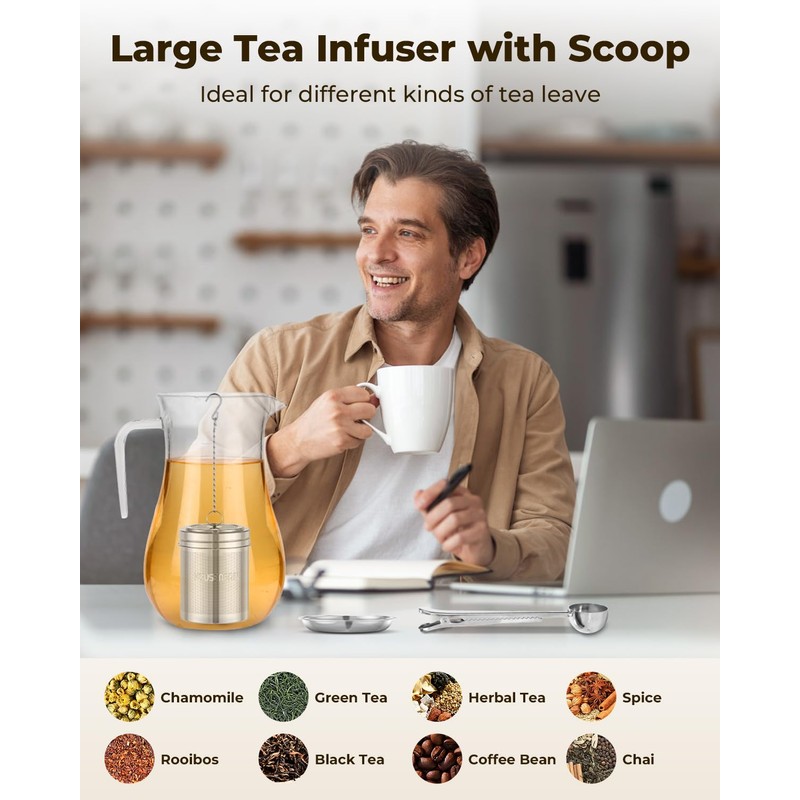 House Again Large Tea Infuser with Scoop, Extra Fine Mesh
