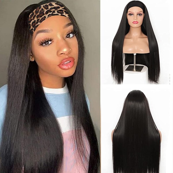 TOOCCI Straight Human Hair Headband Wig Glueless Lace Front Wig 100% Brazilian Virgin Hair Wig for Black Women 150% Density 22inch