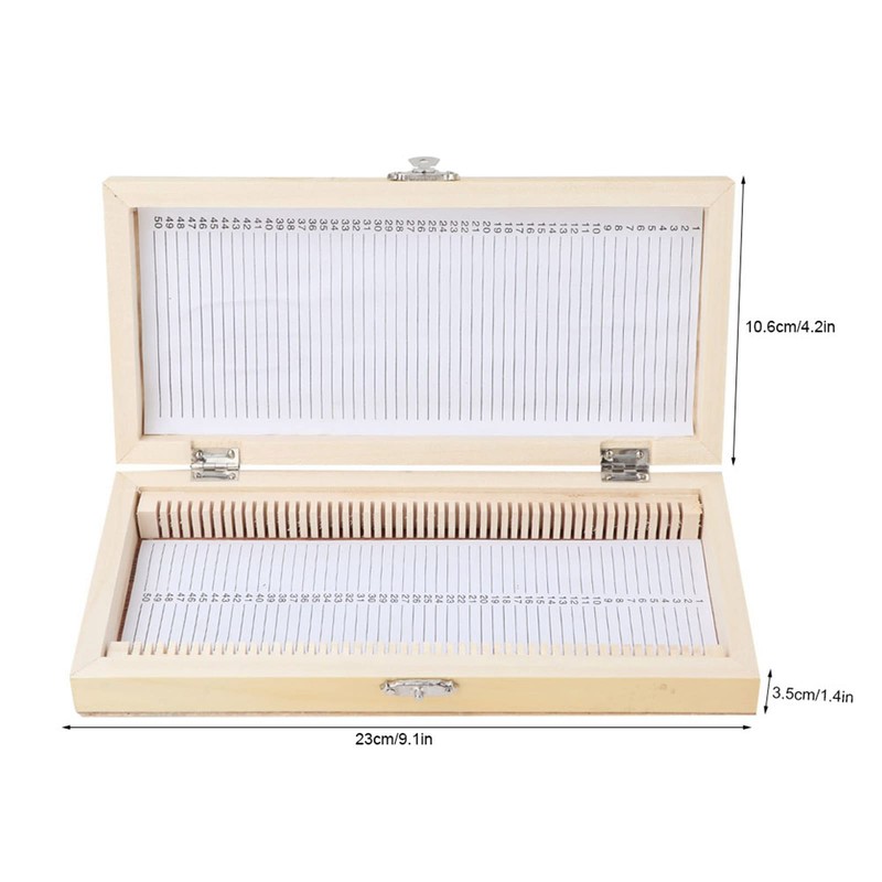 Microscope Slide Storage Box, Wooden Microslide Box, Holds 50 Place