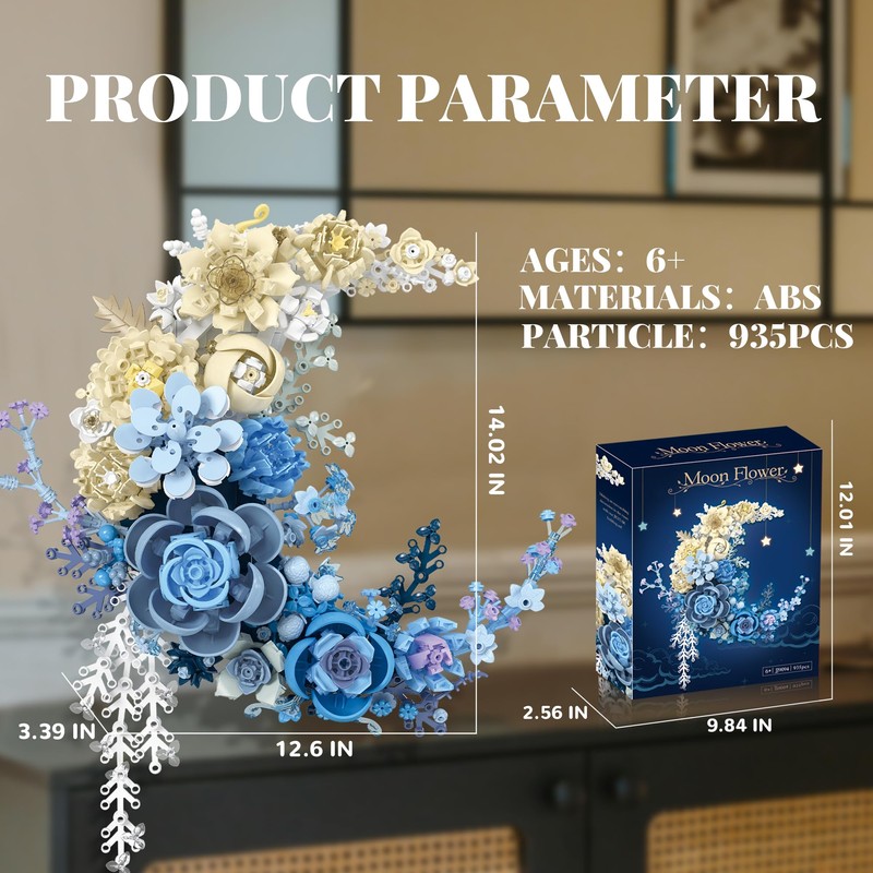 Nayihoop Moon Flower Building Set Botanical Collection Blossom for Wall