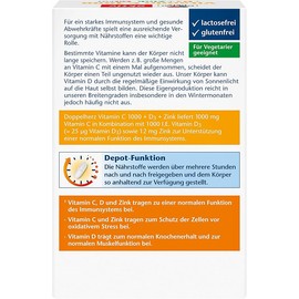 Doppelherz Vitamin C 1000 + D3 + Zinc, High Dose with Vitamin C and Vitamin D to Support the Immune System and Protect Cells, 100 Depot Tablets