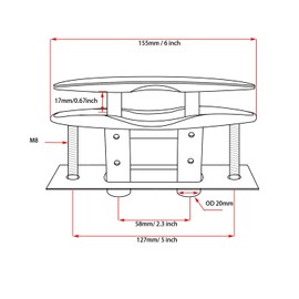 SHENGHUISS 6 Inch Pull Up Cleat Boat Dock Deck Stainless Steel 316 Flush Mount Retractable Low-Profile Mooring Rope Cleat with Backing Plate and Lock Nuts