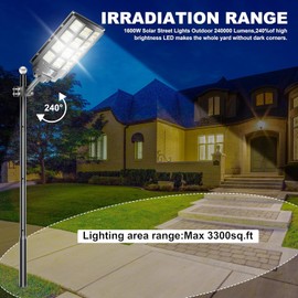 Jadisi 2-Pack 7000W Solar Street Light,Solar Street Lights Outdoor Waterproof, 240000LM 7000K Solar Powered Street Light,Dusk to Dawn,with Motion Sensor,LED Wide Angle Lamp