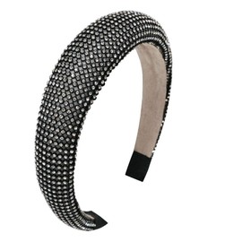 GETACOTA Rhinestone Bejewelled Crystal Headband for Women Wide Velvet Hairband Accessories for Women's Girls (rh62_black)