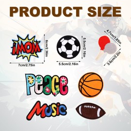 7pcs Sports Iron on Patches, 7 Styles Sports Patches Colorful Embroidered Iron on Decals DIY Soccer Basketball Football Sew on Patches Ball Iron on Stickers for Clothes, Pants, Hats, Backpacks