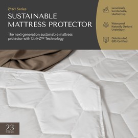 23 Threads Z161 Series Padded, Plush, Quilted, Soft, Luxurious, Waterproof Noiseless Mattress Protector Cover, Fitted, with Ctrl+Z Technology, 13 Inch Deep, King