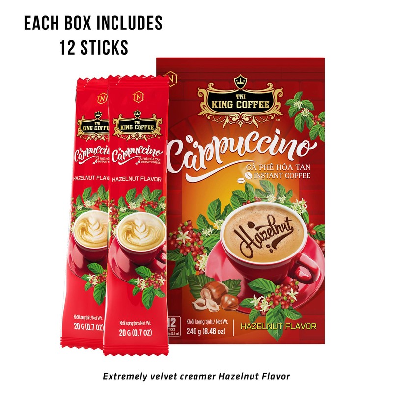 King Coffee Cappuccino Hazelnut-Box 12 sticks