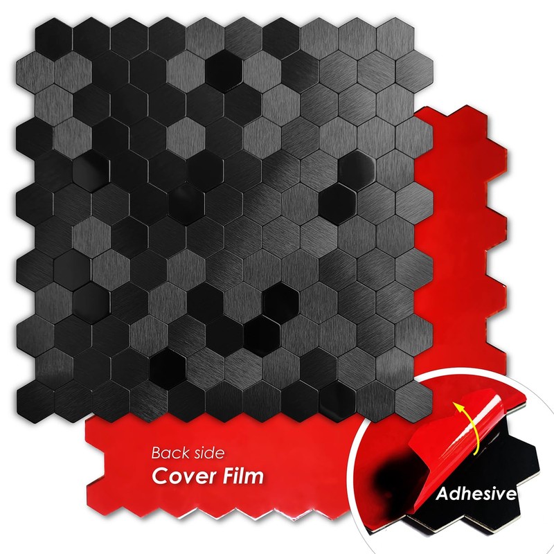 QMARK Peel and Stick Tiles for Kitchen, Self-Adhesive Metal Backsplash