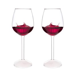 kucehiup Shark Wine Glasses Red Wine Glass with Shark Inside 300ml/10oz Goblet