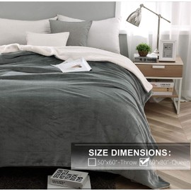 NANPIPER Sherpa Blanket Twin Thick Warm Blankets for Winter Bed Super Soft Fuzzy Flannel Fleece/Wool Like Reversible Velvet Plush Fabric(Light Grey Twin Size 60"x80")