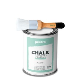 Chalk Paint for Furniture 25 fl.Oz. (750ml) + Special Chalk Paint Brush - Furniture Paint no Sanding or Priming - Chalk Finish Wood Paint - DIY Projects Home Decor & Improvement (PURE WHITE)