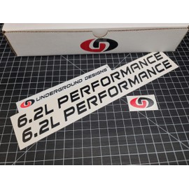 6.2L Performance Decals (2-Pack) Truck Hood Fender Stickers Fits Silverado Sierra Tahoe RST V8 (Matte Blackout)