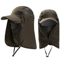 Sun Hat with Detachable Neck Face Flap Cover UPF 50+ Protection Wide Brim Fishing Hat Breathable Mesh Baseball Cap Quick Dry Outdoor Sun Visor Hat for Men Women Cycling Camping Hiking Walking Travel