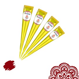 4 x FADEDA 100% Natural Henna Paste Cones Chestnut Brown (Red Brown), 100 g