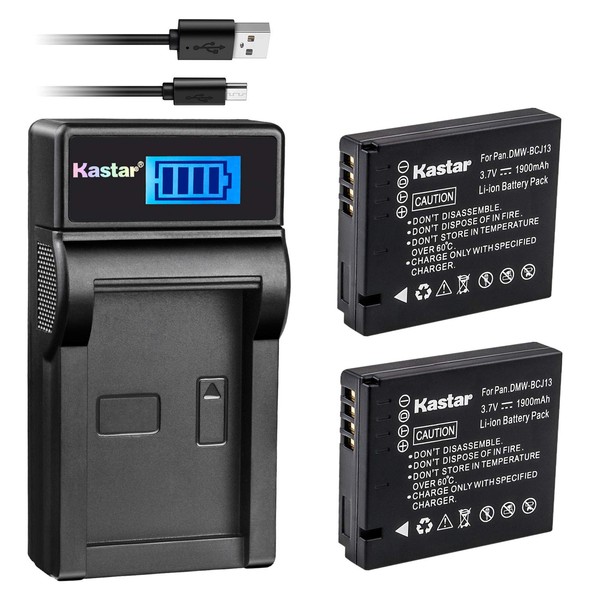 Kastar Battery (X2) & Slim LCD Charger Replacement for Panasonic