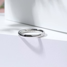 King Will BASIC 3mm Mens Wedding Ring Original Color Full High Polished with Laser Etched I Love You 10.5