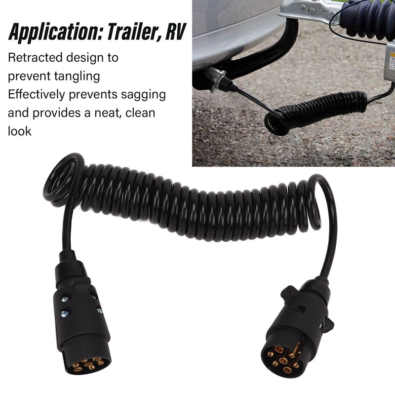12.8ft Trailer 7 Core Coiled Cable Flexible Retracted Stable Connection