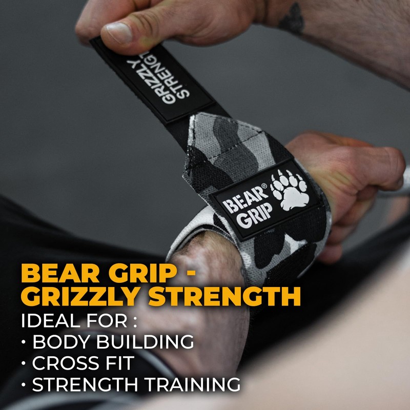 BEAR GRIP - Premium Heavy Duty Weight Lifting Wrist Wraps,