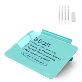 TSJ OFFICE Small Desktop Whiteboard - Glass Dry Erase Board 8 X 6 Inches Tabletop Easel Whiteboard with Stand, Desk Board Buddy for Artist, Teacher and Student