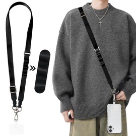 Tonriga Smartphone Shoulder, Mobile Strap, Smartphone Shoulder Strap, Compatible with All Models, Adjustable Length, Smartphone Shoulder, Black