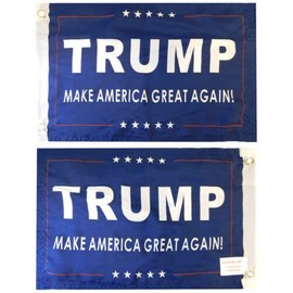 Trump Make America Great Again! Blue 2-Sided 100D Woven Poly Nylon 12"x18" Flag