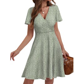 Summer Dresses for Women 2025 Spring Break Essentials Floral Sundresses Maxi Beach Vacation Clothes Fashion Casual Outfit Plus Size Green Speckled Medium