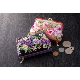 Chenille Woven Coin Purse, Coin Purse, Small Item, Wallet, Coin Case, Compact, Bottom Zipper, Flower, Women's, Made in Japan, Sumi