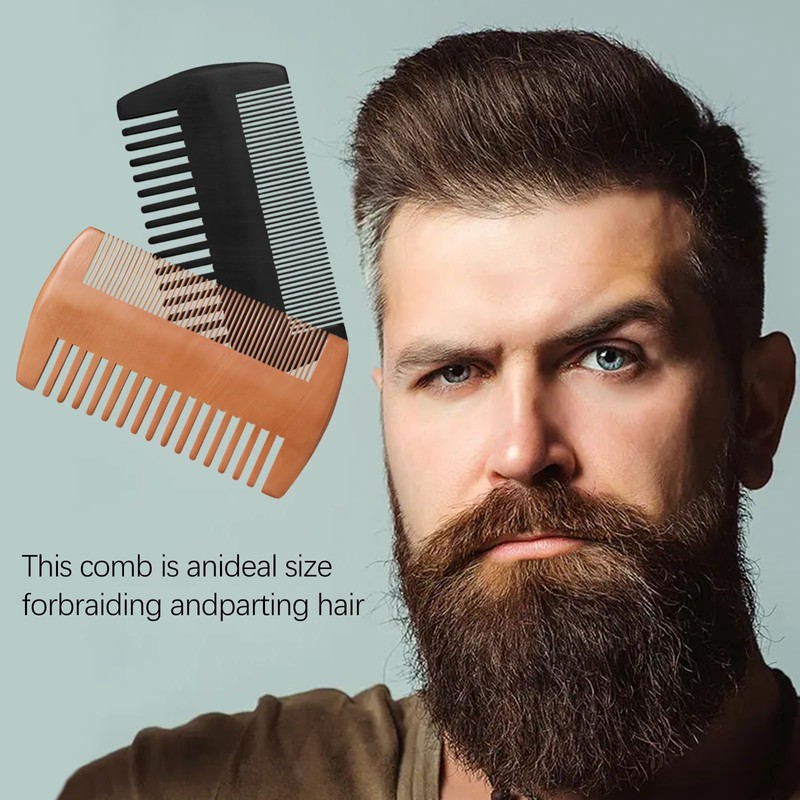 Kootinn Wooden Beard Comb Kit, Dual Action Fine & Coarse
